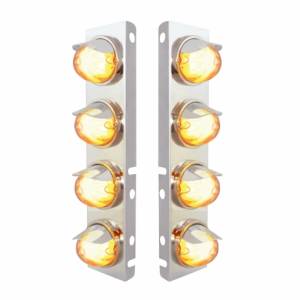 UNITED PACIFIC - 34437 - SOPORTE DEL FILTRO DE AIRE DELANTERO DE ACERO INOXIDABLE CON LUZ LED ÁMBAR DE 8X 9 SANDÍA Y VISORES PARA LENTES PETERBILT-CLEAR