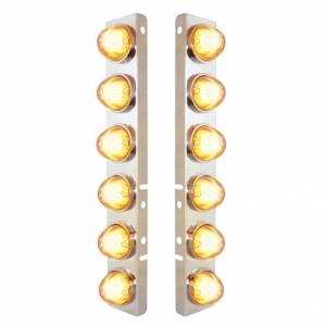 UNITED PACIFIC - 34439 - SOPORTE DEL FILTRO DE AIRE FRONTAL SS CON LUZ GLOLIGHT SANDÍA DE DOBLE FUNCIÓN LED ÁMBAR 12X 9 PARA LENTES PETERBILT-CLEAR