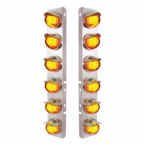 UNITED PACIFIC - 34440 - SOPORTE DE FILTRO DE AIRE DELANTERO SS CON LUZ LED SANDÍA HI/LO 12X 9 ÁMBAR Y VISORES PARA LENTES PETERBILT-ÁMBAR