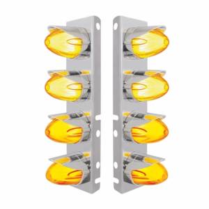 UNITED PACIFIC - 34456 - SOPORTE DE FILTRO DE AIRE DELANTERO SS CON LUZ GLOLED SANDÍA HI/LO LED ÁMBAR 8X 9 Y VISORES PARA LENTES PETERBILT-AMBER