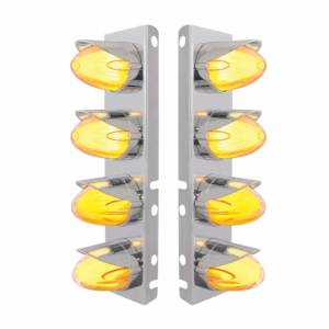 UNITED PACIFIC - 34457 - SOPORTE DE FILTRO DE AIRE DELANTERO SS CON LUZ GLOLED SANDÍA HI/LO LED ÁMBAR 8X 9 Y VISORES PARA LENTES PETERBILT-CLEAR