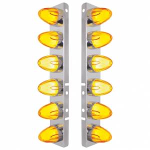 UNITED PACIFIC - 34458 - SOPORTE DE FILTRO DE AIRE DELANTERO SS CON LUCES LED GLOLIGHT SANDÍA GRAKON 12X 9 ÁMBAR HI/LO PARA LENTES PETERBILT - ÁMBAR