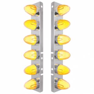UNITED PACIFIC - 34459 - SOPORTE DE FILTRO DE AIRE DELANTERO SS CON LUCES LED GLOLIGHT SANDÍA GRAKON 12X 9 ÁMBAR HI/LO PARA LENTES PETERBILT-CLEAR