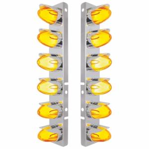 UNITED PACIFIC - 34460 - SOPORTE DE FILTRO DE AIRE DELANTERO SS CON 12X ÁMBAR HI/LO LED GLOLIGHT SANDÍA LUZ GRAKON Y VISERA PARA LENTES PETERBILT-AMBER