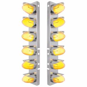 UNITED PACIFIC - 34461 - SOPORTE DE FILTRO DE AIRE DELANTERO SS CON LUZ LED GLOLIGHT ÁMBAR HI/LO 12X LUZ GRAKON DE SANDÍA Y VISERA PARA LENTES PETERBILT-CLEAR