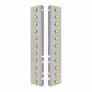 UNITED PACIFIC - 34462 - SOPORTE DEL FILTRO DE AIRE FRONTAL DE ACERO INOXIDABLE CON 22X 3 LED ÁMBAR HI/LO MINI LUCES DE CRISTAL DE 3/4" Y BISELES DE ACERO INOXIDABLE PARA LENTES PETERBILT-AMBER