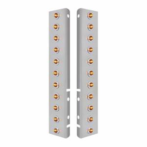 UNITED PACIFIC - 34463 - SOPORTE DEL FILTRO DE AIRE FRONTAL DE ACERO INOXIDABLE CON 22X 2 LED ÁMBAR MINI LUCES DE 3/4" Y BISELES DE ACERO INOXIDABLE PARA LENTES PETERBILT-AMBER