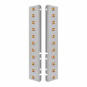 UNITED PACIFIC - 34464 - SOPORTE DEL FILTRO DE AIRE FRONTAL DE ACERO INOXIDABLE CON 22X 2 LED ÁMBAR MINI LUCES DE 3/4" Y BISELES DE ACERO INOXIDABLE PARA LENTES PETERBILT-CLEAR