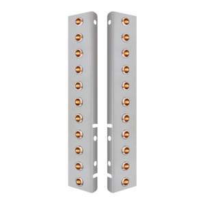 UNITED PACIFIC - 34467 - SOPORTE DEL FILTRO DE AIRE FRONTAL DE ACERO INOXIDABLE CON 22X 3 LED ÁMBAR MINI LUCES DE 3/4" Y BISELES DE ACERO INOXIDABLE PARA LENTES PETERBILT-AMBER