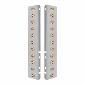 UNITED PACIFIC - 34468 - SOPORTE DEL FILTRO DE AIRE FRONTAL DE ACERO INOXIDABLE CON 22X 3 LED ÁMBAR MINI LUCES DE 3/4" Y BISELES DE ACERO INOXIDABLE PARA LENTES PETERBILT-CLEAR