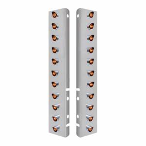 UNITED PACIFIC - 34469 - SOPORTE DEL FILTRO DE AIRE DELANTERO DE ACERO INOXIDABLE CON MINI LUCES Y VISORES DE 22X 3 LED ÁMBAR DE 3/4" PARA LENTES PETERBILT-ÁMBAR