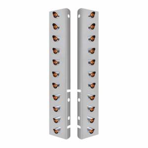 UNITED PACIFIC - 34470 - SOPORTE DEL FILTRO DE AIRE DELANTERO DE ACERO INOXIDABLE CON MINI LUCES Y VISORES DE 22X 3 LED ÁMBAR DE 3/4" PARA LENTES PETERBILT-CLEAR