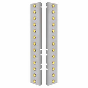 UNITED PACIFIC - UNITED PACIFIC - 34471 - SOPORTE DEL FILTRO DE AIRE FRONTAL DE ACERO INOXIDABLE CON 26X 3 LED ÁMBAR HI/LO MINI LUCES DE CRISTAL DE 3/4" Y BISELES DE ACERO INOXIDABLE PARA LENTES PETERBILT-AMBER - Image 1