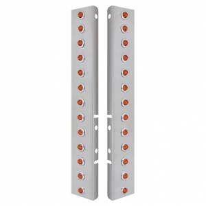 UNITED PACIFIC - UNITED PACIFIC - 34472 - SOPORTE DEL FILTRO DE AIRE FRONTAL DE ACERO INOXIDABLE CON 26X 2 LED ÁMBAR MINI LUCES DE 3/4" Y BISELES DE ACERO INOXIDABLE PARA LENTES PETERBILT-AMBER - Image 2