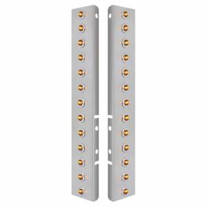 UNITED PACIFIC - 34473 - SOPORTE DEL FILTRO DE AIRE DELANTERO DE ACERO INOXIDABLE CON MINI LUCES LED ÁMBAR DE 26X 2 DE 3/4" Y BISELES DE ACERO INOXIDABLE PARA LENTES PETERBILT-CLEAR