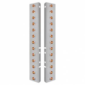 UNITED PACIFIC - 34474 - SOPORTE DEL FILTRO DE AIRE FRONTAL DE ACERO INOXIDABLE CON 26X 3 LED ÁMBAR DE DOBLE FUNCIÓN MINI LUCES DE 3/4" Y BISELES DE ACERO INOXIDABLE PARA LENTES PETERBILT-AMBER