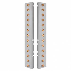 UNITED PACIFIC - 34475 - SOPORTE DE FILTRO DE AIRE FRONTAL DE ACERO INOXIDABLE CON 26X 3 LED ÁMBAR DE DOBLE FUNCIÓN MINI LUCES DE 3/4" Y BISELES DE ACERO INOXIDABLE PARA LENTES PETERBILT-CLEAR