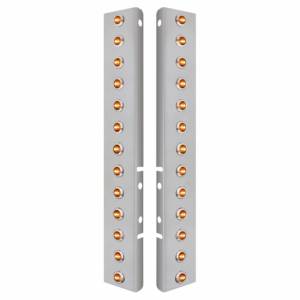 UNITED PACIFIC - 34477 - SOPORTE DEL FILTRO DE AIRE DELANTERO DE ACERO INOXIDABLE CON MINI LUCES LED DE 26X 3 3/4" Y BISELES DE ACERO INOXIDABLE PARA LENTES LED/CLARAS PETERBILT-AMBER