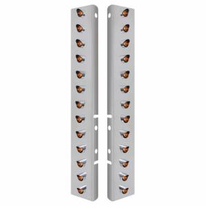 UNITED PACIFIC - 34479 - SOPORTE DEL FILTRO DE AIRE DELANTERO DE ACERO INOXIDABLE CON MINI LUCES Y VISORES DE 26X 3 LED DE 3/4" PARA PETERBILT-AMBER LED/LENTE TRANSPARENTE