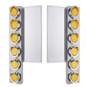 UNITED PACIFIC - 34577 - SOPORTE DEL FILTRO DE AIRE DELANTERO FL SS CON LUCES Y VISORES REFLECTORES DE 12X 9 LED DE 2" - LED ÁMBAR Y LENTES