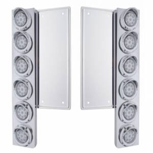 UNITED PACIFIC - 34578 - SOPORTE DEL FILTRO DE AIRE DELANTERO FL SS CON LUCES Y VISORES REFLECTORES DE 12X 9 LED DE 2" - LED ÁMBAR/LENTE TRANSPARENTE