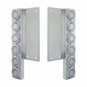 UNITED PACIFIC - 34676 - SOPORTE DEL FILTRO DE AIRE DELANTERO FL SS CON LUCES Y BISELES DE 12X 9 LED DE 2" - LED ÁMBAR/LENTE TRANSPARENTE