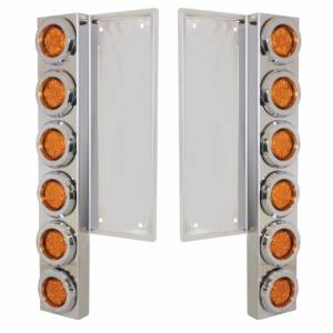 UNITED PACIFIC - 34677 - SOPORTE DEL FILTRO DE AIRE DELANTERO FL SS CON LUCES Y BISELES REFLECTORES DE 12X 9 LED DE 2" - LED ÁMBAR Y LENTES