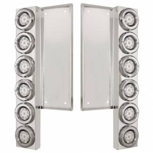 UNITED PACIFIC - 34678 - SOPORTE DEL FILTRO DE AIRE DELANTERO FL SS CON LUCES REFLECTORAS Y BISELES DE 12X 9 LED DE 2" - LED ÁMBAR/LENTE TRANSPARENTE