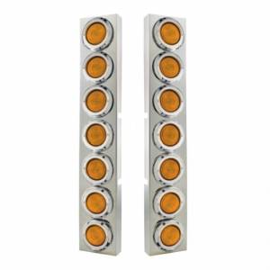 UNITED PACIFIC - 34682 - SOPORTE PARA FILTRO DE AIRE FRONTAL DE INOXIDABLE KENWORTH CON LUCES PLANAS Y BISELES DE 14X 2" - LENTE ÁMBAR