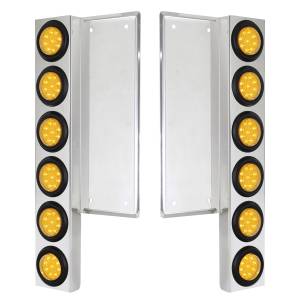 UNITED PACIFIC - 34777 - SOPORTE DEL FILTRO DE AIRE DELANTERO FL SS CON LUCES REFLECTORAS DE 12X 9 LED DE 2" - LED ÁMBAR Y LENTE