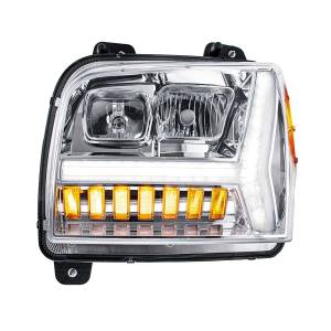 UNITED PACIFIC - 35130 - FARO CROMADO CON BARRA DE LUCES LED DRL Y SEÑAL DE GIRO PARA KENWORTH W990-DRIVER 2018-2024