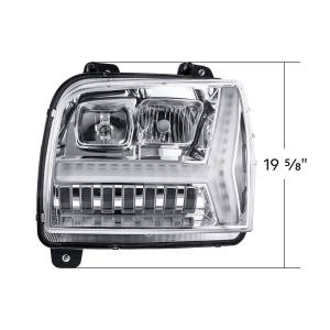 UNITED PACIFIC - UNITED PACIFIC - 35130 - FARO CROMADO CON BARRA DE LUCES LED DRL Y SEÑAL DE GIRO PARA KENWORTH W990-DRIVER 2018-2024 - Image 8