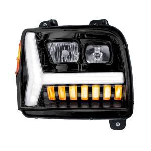 UNITED PACIFIC - 35133 - FARO APAGADO CON BARRA DE LUCES LED DRL Y SEÑAL DE GIRO PARA KENWORTH W990-PASSENGER 2018-2024