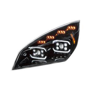 UNITED PACIFIC - 35727 - FARO PROYECTOR NEGRO DE 10 LED CON GIRO SECUENCIAL LED Y DRL PARA CASCADIA 2018-2024 - CONDUCTOR