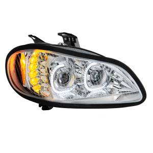 UNITED PACIFIC - 35730 - CONJUNTO DE FAROS DE PROYECCIÓN LED CROMADOS PARA FREIGHTLINER M2- PASAJERO 2003-2024
