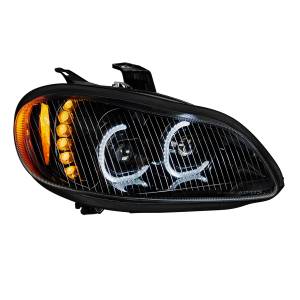 UNITED PACIFIC - 35732 - CONJUNTO DE FAROS DE PROYECCIÓN LED NEGRO PARA FREIGHTLINER M2- PASAJERO 2003-2024
