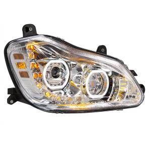 UNITED PACIFIC - 35742 - FARO DELANTERO CROMADO DE 10 LED PARA KENWORTH T680 2013-2021 - LADO DEL PASAJERO