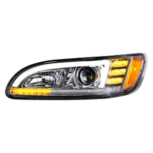 UNITED PACIFIC - 35765 - FARO DE PROYECCIÓN CROMADO CON GIRO SECUENCIAL LED Y DRL PARA CONDUCTOR PETERBILT 386 2005-2015