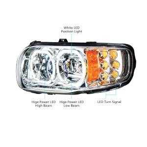 UNITED PACIFIC - UNITED PACIFIC - 35785 - FARO CROMADO DE 10 LED DE ALTA POTENCIA CON GIRO DE 6 LED Y HALO DE 100 LED PARA PETERBILT 389 2008-2023 - Image 8