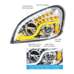 UNITED PACIFIC - UNITED PACIFIC - 35791 - FARO LED CROMADO DE ALTA POTENCIA CON LED DRL Y SEÑAL DE GIRO LED PARA FL CASCADIA 2008-2017 - PASAJERO - Image 10