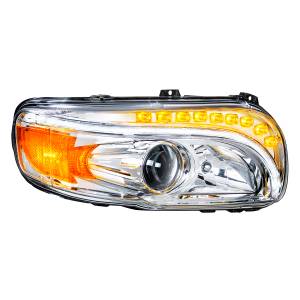 UNITED PACIFIC - 35803 - FARO DE PROYECCIÓN CROMADO CON GIRO LED Y DRL PARA PETERBILT 389 (2008-2023) Y 388 (2008-2015) - PASAJERO
