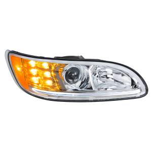 UNITED PACIFIC - 35809 - FARO DE PROYECCIÓN CROMADO CON LUZ LED DE GIRO Y POSICIÓN PARA PETERBILT 386- PASAJERO 2005-2015