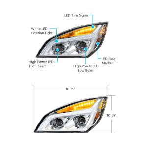 UNITED PACIFIC - UNITED PACIFIC - 35819 - FARO DE PROYECCIÓN LED CROMADO CON LUZ DE POSICIÓN LED PARA FREIGHTLINER CASCADIA 2018-2024 - CONDUCTOR - Image 8
