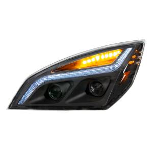 UNITED PACIFIC - 35821 - FARO DE PROYECCIÓN LED NEGRO CON LUZ DE POSICIÓN LED PARA FREIGHTLINER CASCADIA 2018-2024 - CONDUCTOR