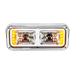 UNITED PACIFIC - 35823 - FARO DE PROYECCIÓN "CROMADO" DE 10 LED DE ALTA POTENCIA CON SEÑAL DE GIRO LED Y BARRA DE LUCES DE POSICIÓN - CONDUCTOR