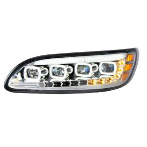 UNITED PACIFIC - 35841 - FARO CROMADO DE QUAD-LED CON LED DRL Y SEQ. SEÑAL PARA CONDUCTOR PETERBILT 386 2005-2015