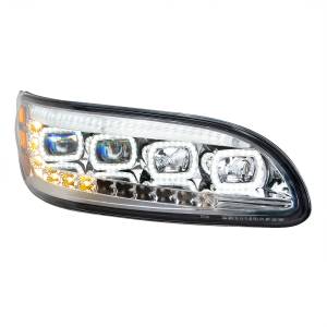 UNITED PACIFIC - UNITED PACIFIC - 35842 - FARO CROMADO DE QUAD-LED CON LED DRL Y SEQ. SEÑAL PARA PETERBILT 386- PASAJERO 2005-2015 - Image 3