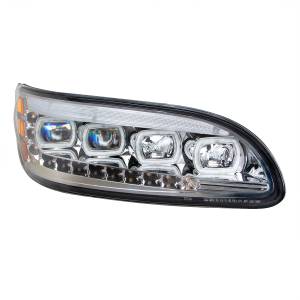 UNITED PACIFIC - UNITED PACIFIC - 35842 - FARO CROMADO DE QUAD-LED CON LED DRL Y SEQ. SEÑAL PARA PETERBILT 386- PASAJERO 2005-2015 - Image 4