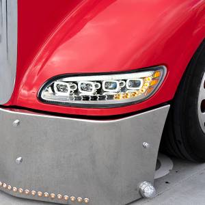 UNITED PACIFIC - UNITED PACIFIC - 35842 - FARO CROMADO DE QUAD-LED CON LED DRL Y SEQ. SEÑAL PARA PETERBILT 386- PASAJERO 2005-2015 - Image 6