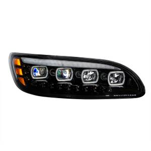UNITED PACIFIC - UNITED PACIFIC - 35844 - FARO QUAD-LED NEGRO CON LED DRL Y SEQ. SEÑAL PARA PETERBILT 386- PASAJERO 2005-2015 - Image 2